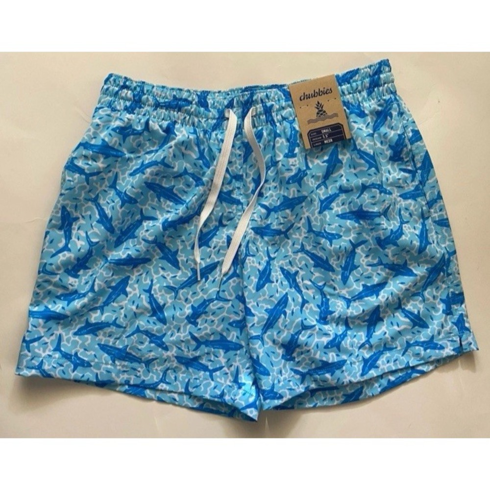 Chubbies Classic Swim Trunks Size S The Shark Sides Mesh Lined Pockets New
